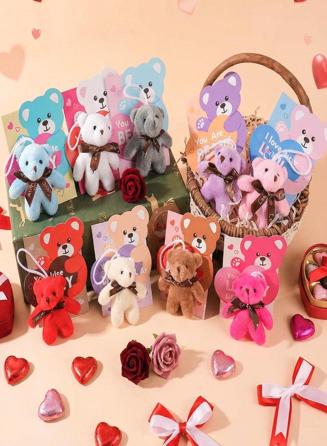 Sofier Valentines Day Gifts for Kids 27 Packs Bears Card with Mini Animal Toys & Keychains Plush Toy Party Favors for Boys Girls Classroom School Exchange - Image 2